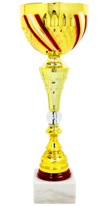 Lade das Bild in den Galerie-Viewer, Personalisierter Österreich Pokal Gold-Rot mit Marmorsockel – 37,5 cm.

