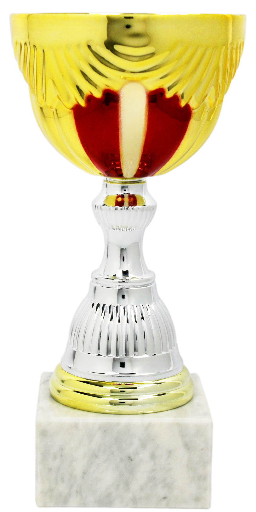Personalisierter Gold-Roter Pokal mit Marmorsockel – 25,5 cm.