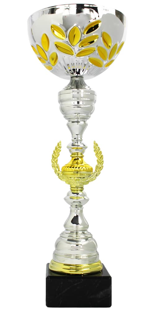 Personalisierter Auszeichnungspokal Silber-Gold, Höhe 43 cm