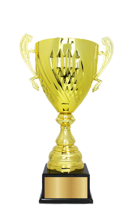 Klassischer Gold-Henkelpokal mit Sockel – 42 cm.