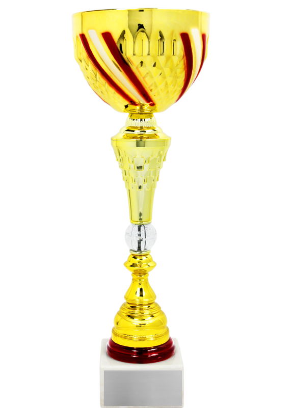 Personalisierter Österreich Pokal Gold-Rot mit Marmorsockel – 37,5 cm.