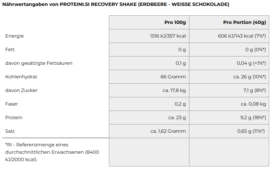 PROTEINI.SI ERHOLUNGSSHAKE 320g - Erdbeere-weiße Schokolade